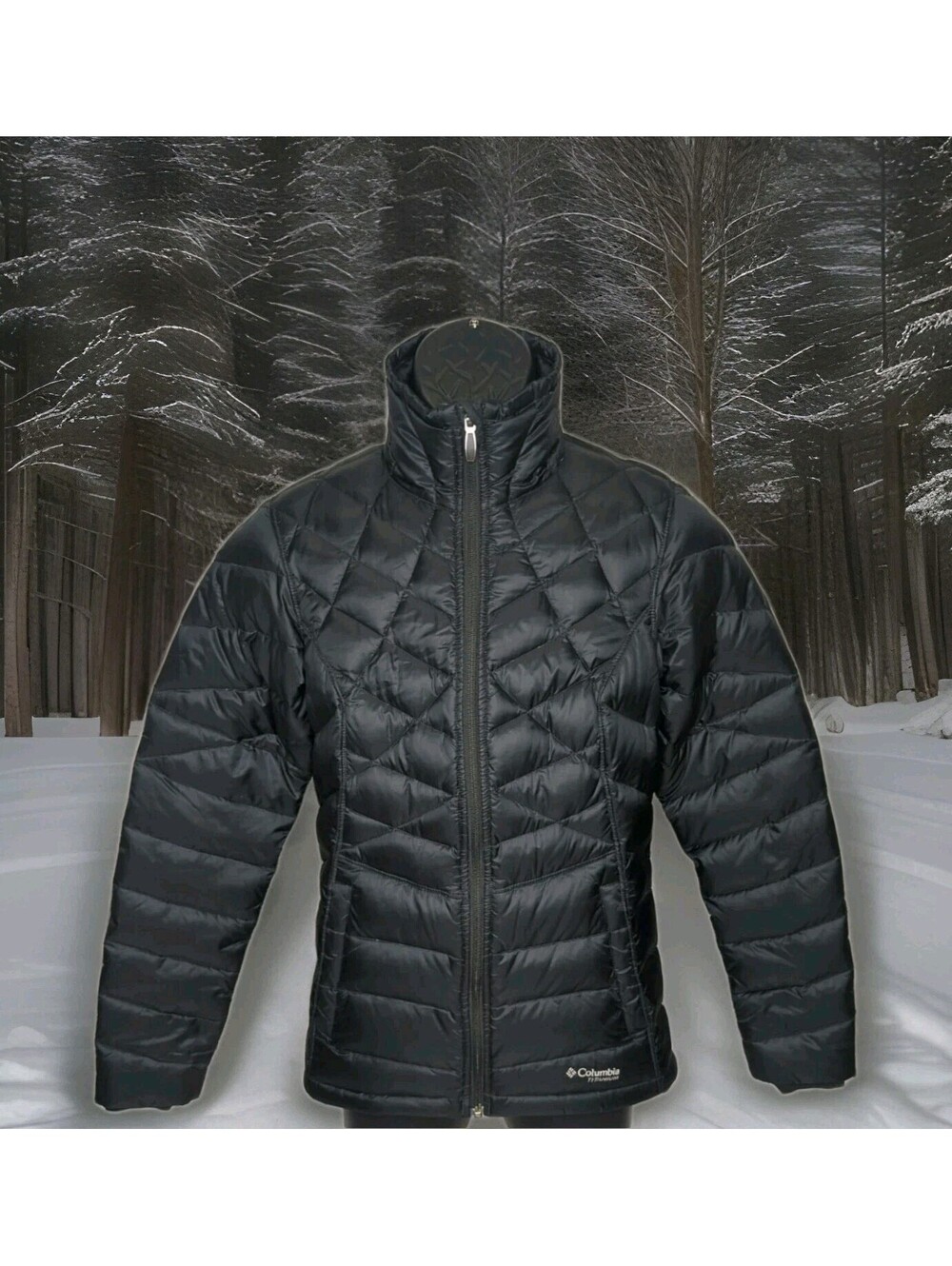 Columbia Titanium Down Puffer Jacket Winter Coat Women Small Black Omni Heat Ski